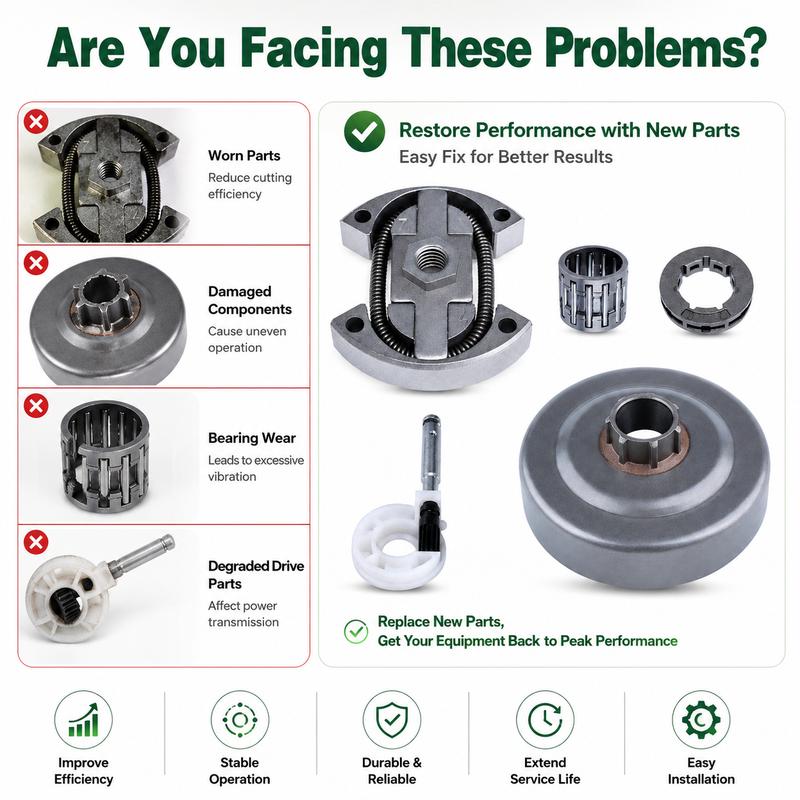 .325"-7 Clutch Drum Rim Sprocket Kit & Oil Pump Fits Husqvarna 50 51 55 Rancher 154 254 Chaaw Parts 501455403 503088702