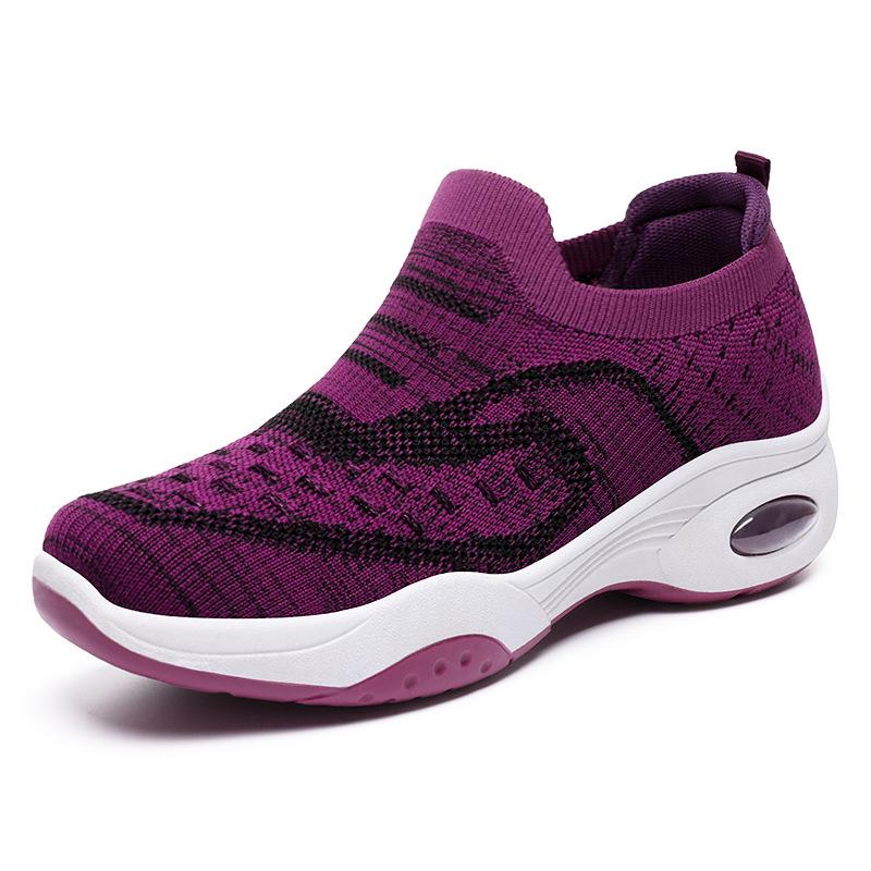 Women s 2026 Spring Soft Sole Flyknit Casual Shoes - Breathable Thick Sole for Added Height 41 фиолетовый