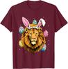 Lion Wearing Easter Bunny Ears Graphic Tee Cotton Short Sleeve Crew Neck Casual T-Shirt