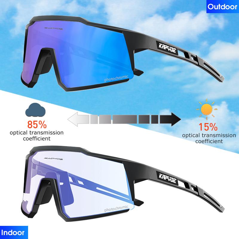 Kapvoe Photochromic Cycling Glasses Outdoor Sports Men Bike Glasses Women Mountain Bicycle Riding Protection Goggles Eyewear