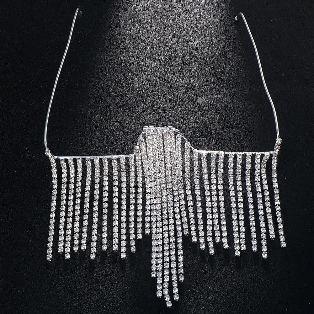 

New Fashion Tassel Face Jewelry Sunglasses Glasses Frames Alloy Frame Rhinestone Eyeglasses Frames For Women Eyewear Decoration