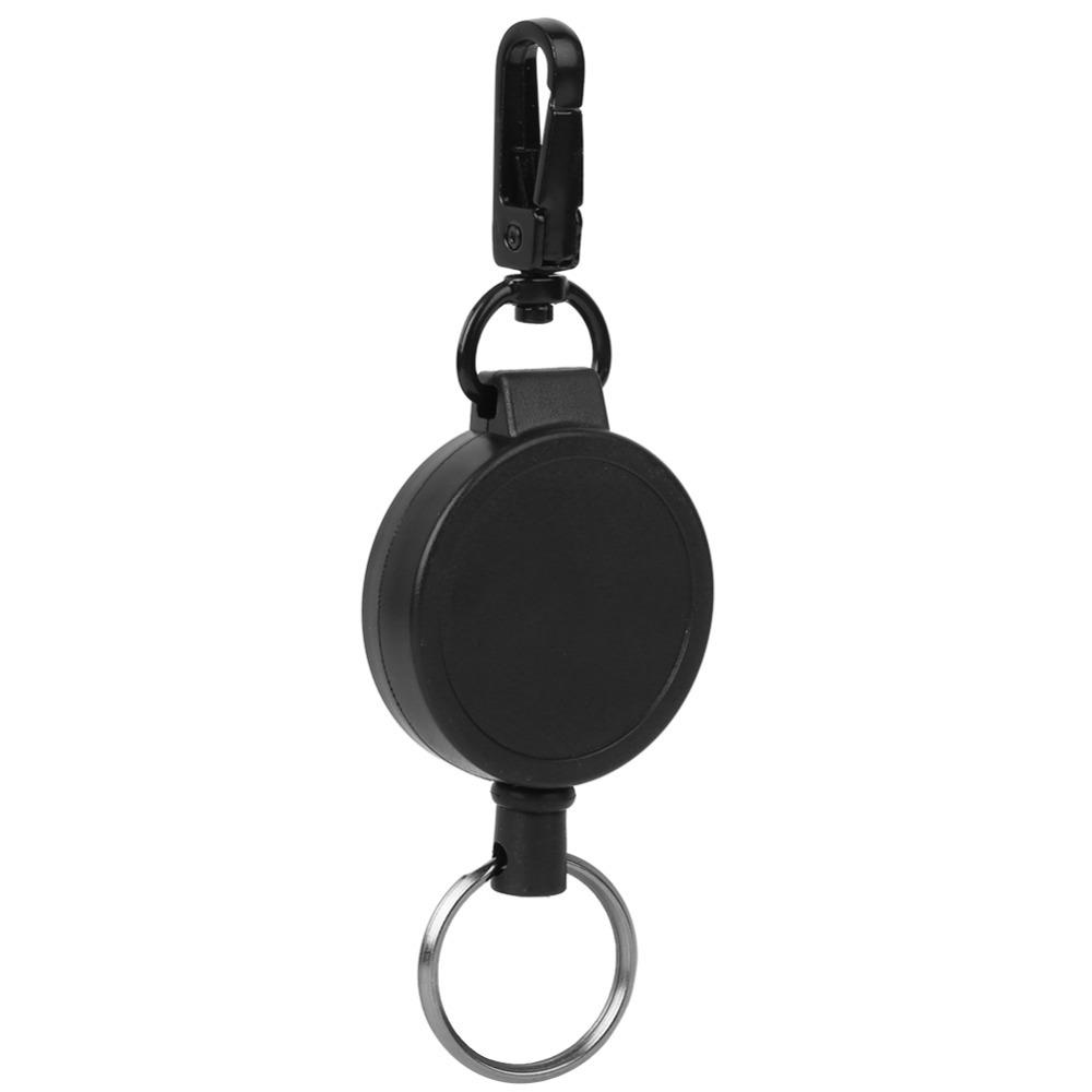 

4 Pcs Durable ABS Retractable Keychain Portable High Resilience Stretchable Key Ring Black Anti Theft Keychain Office Use