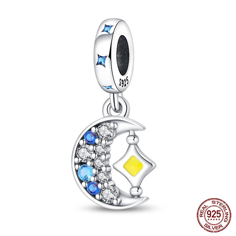 Fashion Copper Sparkling Zircon Star Moon Series Charms Beads Fit Qikaola Original Bracelets Diy Birthday Jewelry