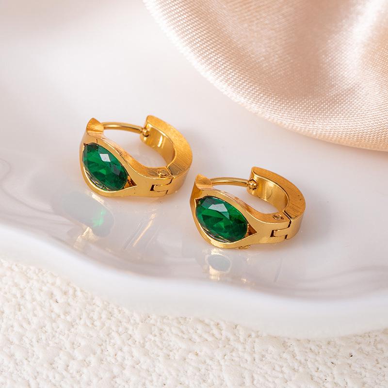 Elegante Wassertropfen Lila Zirkon Rhombus Titanstahl Ohrringe - Damen Hochwertige Nicht-verblassende Herzstecker