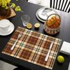4 PCS Simple Classic Plaid Meal Mat Waterproof Anti Slip Tableware Mat Kitchen Restaurant Home Decor