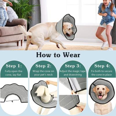 Collier conique souple pour chien - Collier de récupération post-opératoire - Collier de protection réglable pour animaux de compagnie - Empêche le léchage - Collier conique pour animaux de compagnie pour chiens de grande et moyenne taille