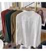 2025 Spring/Summer Women's Artistic Retro Korean Style Cotton Linen Stand Collar Shirt, Long Sleeve, Loose Fit