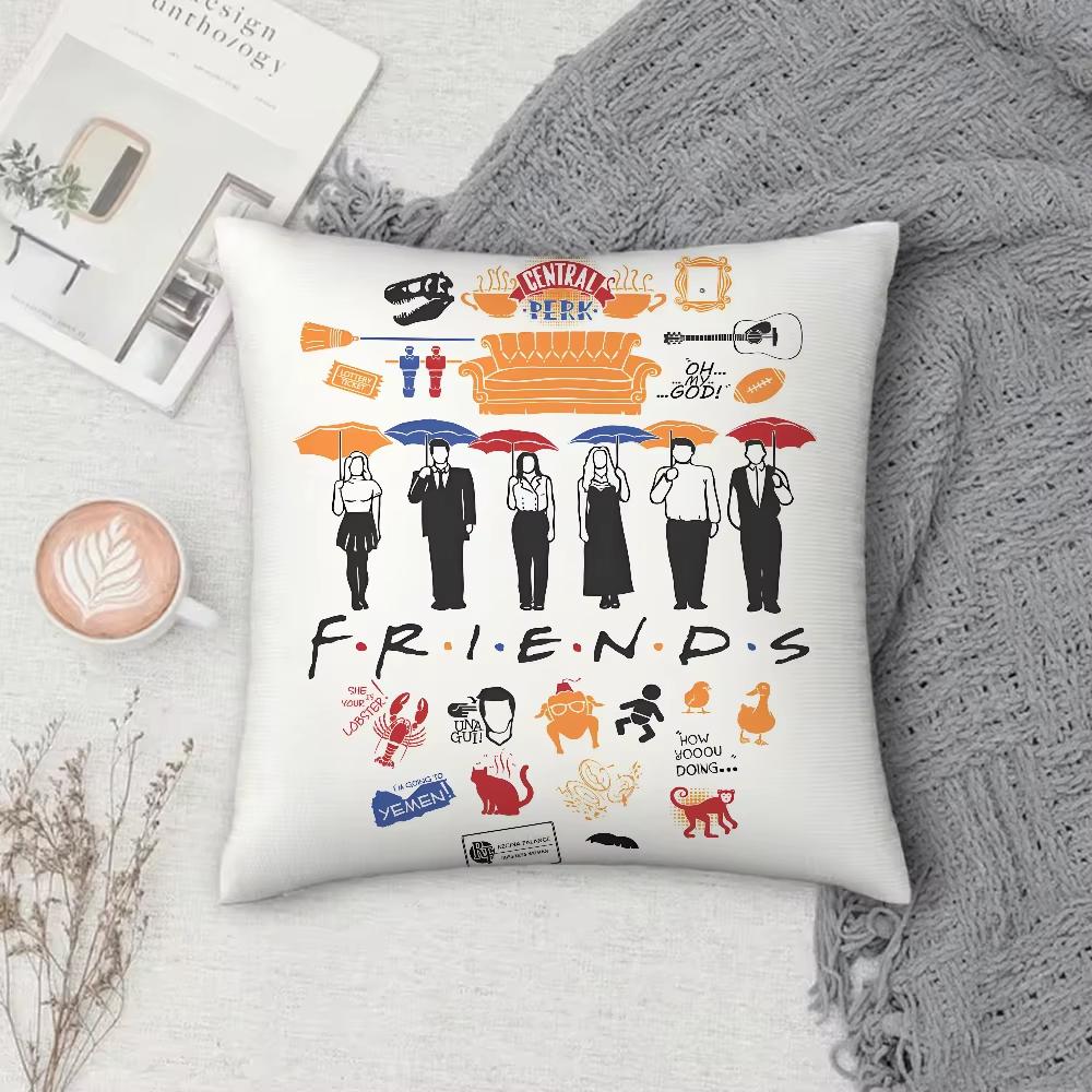 1Pc Vintage Friends Tv Series Pillow Cover, 2D Double-Sided Polyester Cushion Case, Iconic Quotes & Character Decor, Perfect Gif