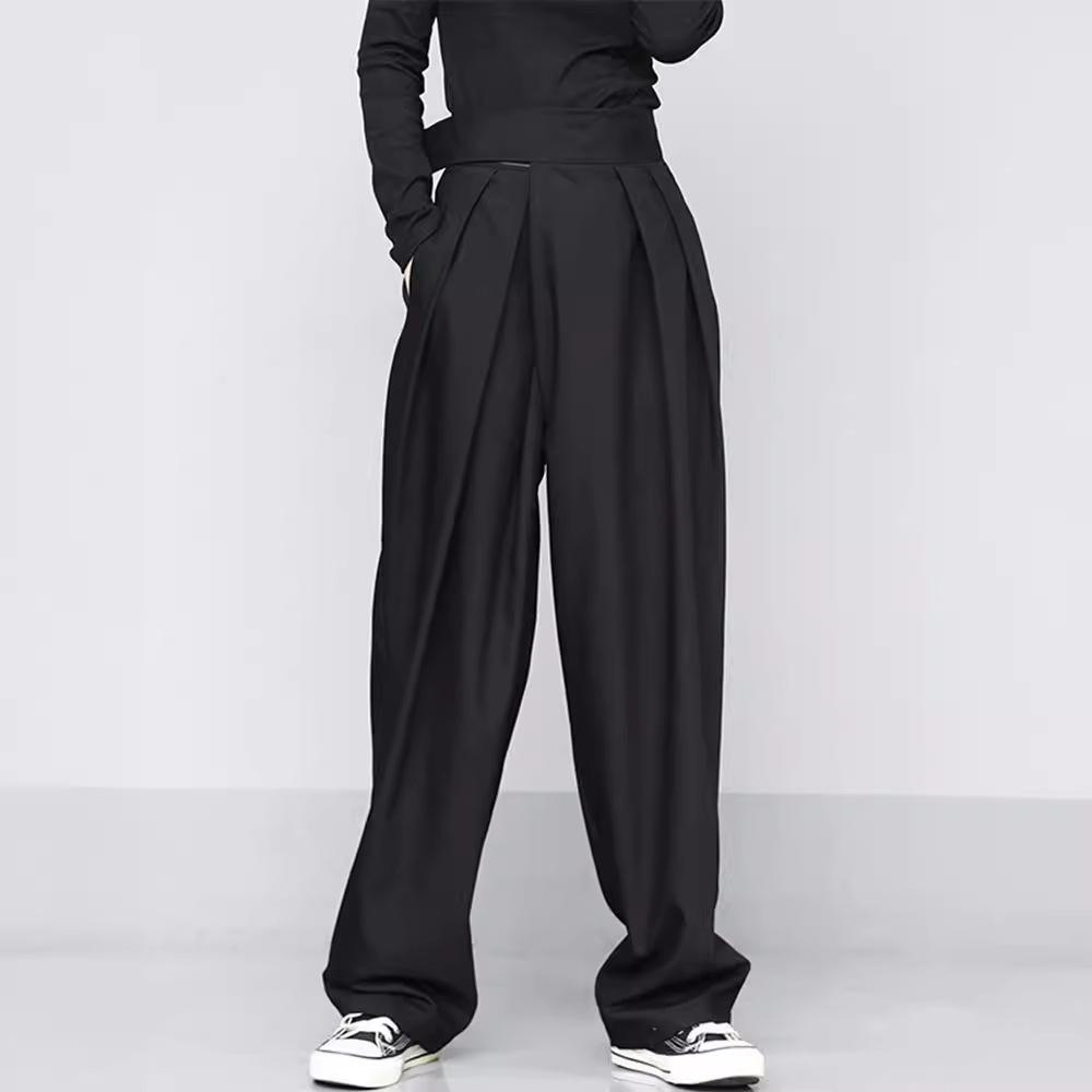 2024 Early Spring Women's High-Waisted Wide-Leg Casual Pants with Velcro