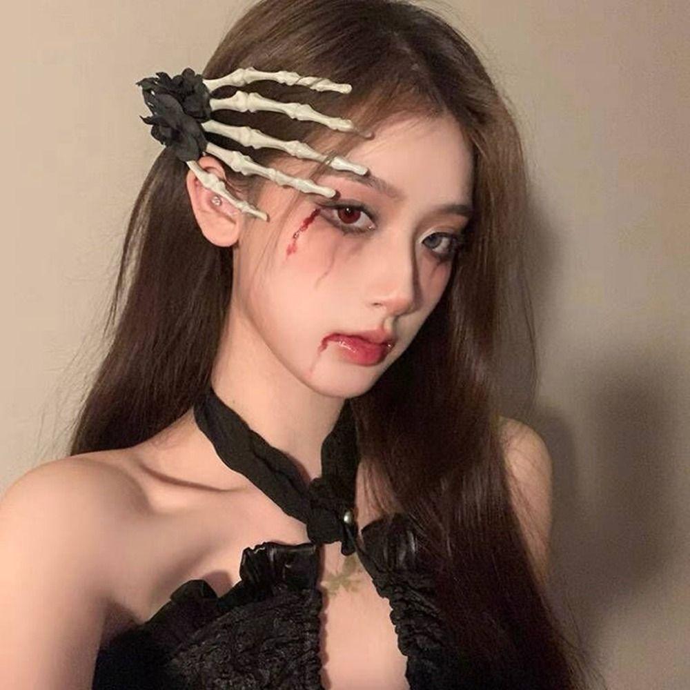 Skeleton Skeleton Hand Rose Hairpin Flower Halloween Headwear Ghost Claw Hair Clip  Children Girls
