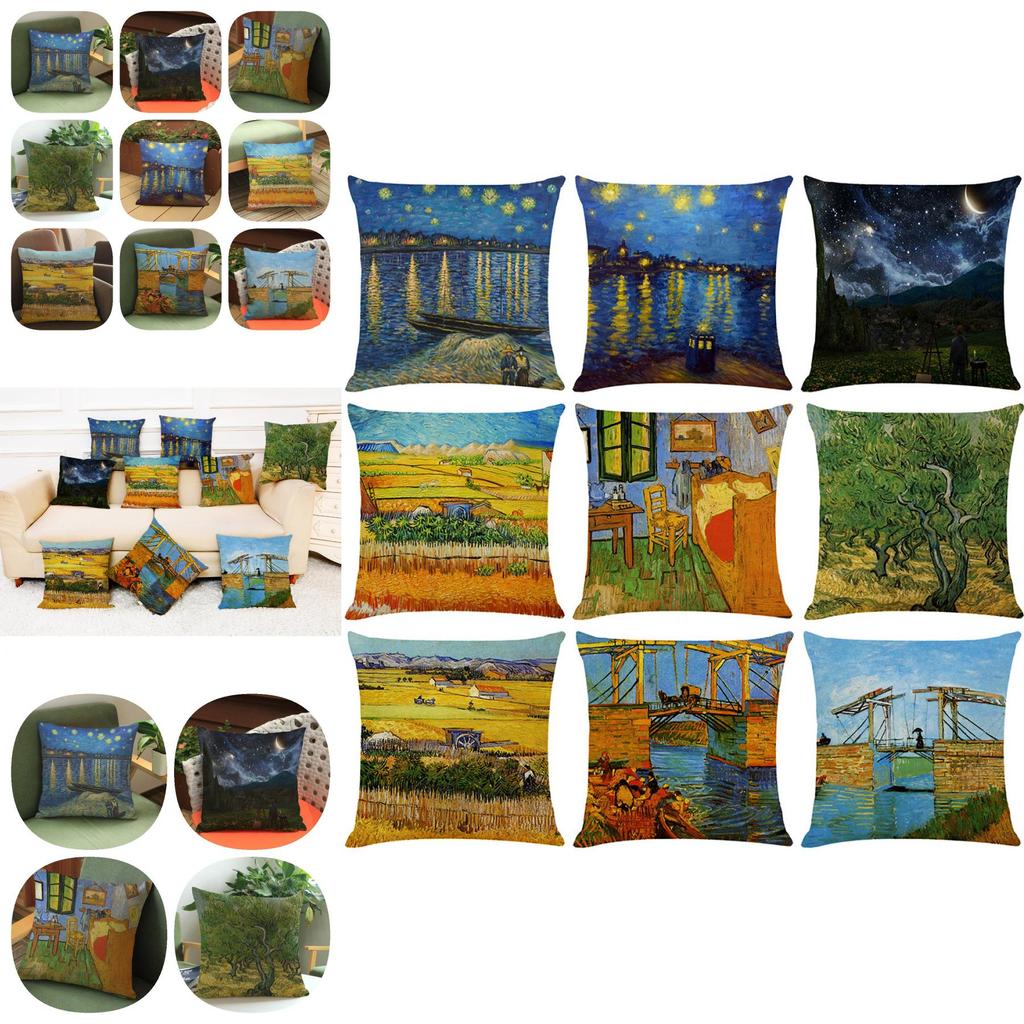 Moderne Künstlerische Ölmalerei Gedruckter Kissenbezug aus Baumwollleinen für Sofas und Autos