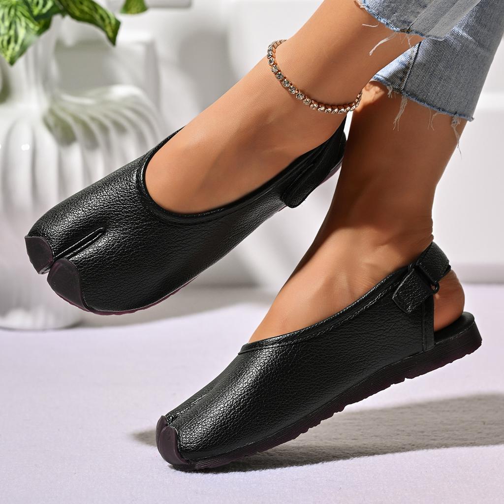 Fashion Summer Fashion Soft Leather Split Toe Women Flats Casual Comfortable Low Heeled Wedges Sandals Slingbacks Tabi Ballet Shoes