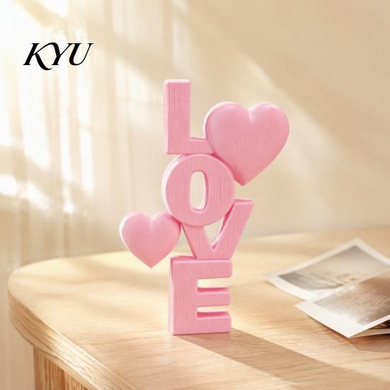 Romantische Schlafzimmer-Nachttisch-Dekoration 2 Stück 3D-gedrucktes gestapeltes LOVE-Buchstaben-Ornament mit Herz-Dekor, Schreibtisch-Liebes-Skulptur Tischskulptur, Modern