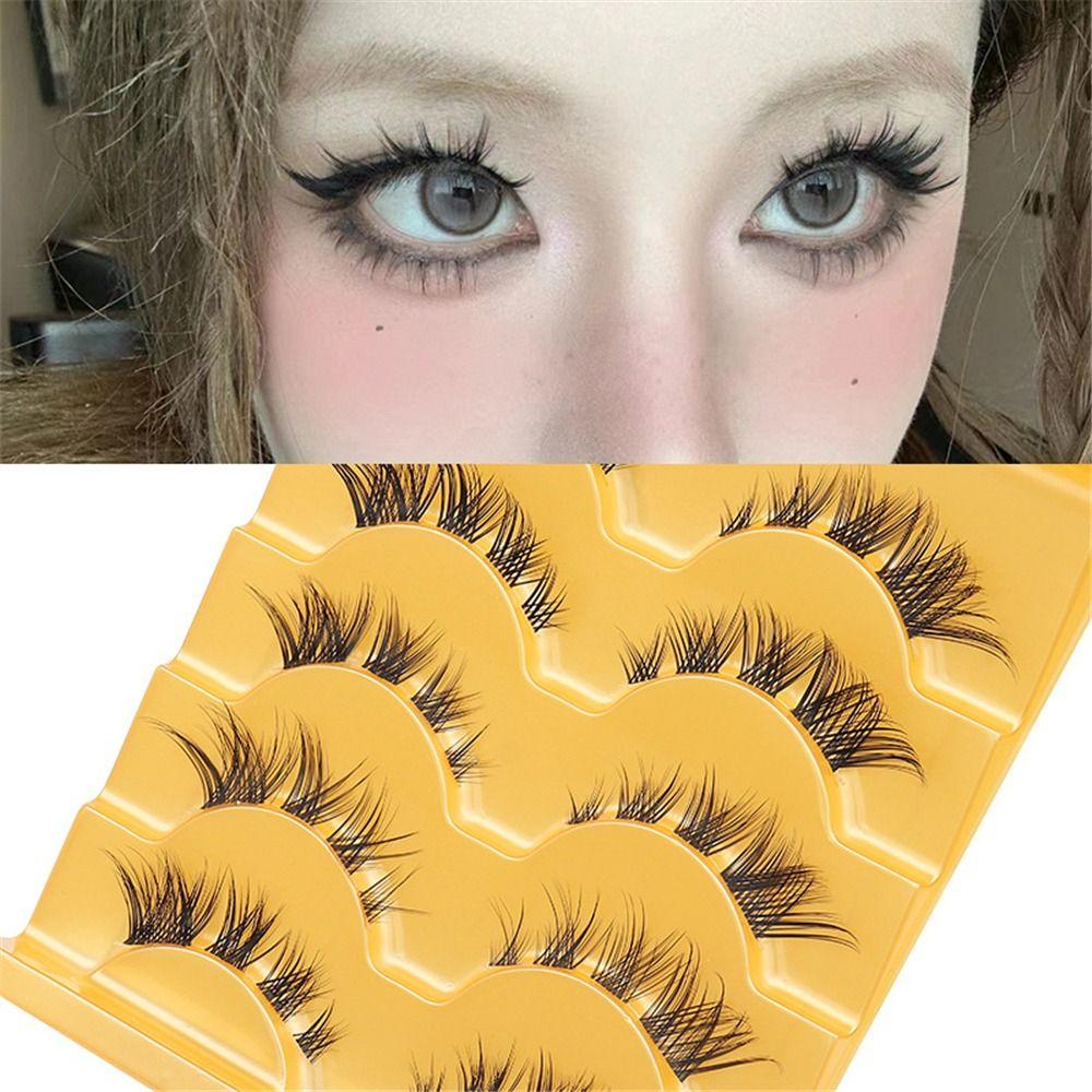 

Cross Cluster Fox Eye Lashes Fairy Long False Eyelashes Black Clear Band Lash Extension Women
