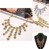 Ethnic Style Simulation Gemstone Decoration Tassel Design Women Necklace For Boho Jewelry Enthusiasts