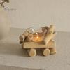 Natural Wood Candle Holder Wooden Glass Holder, Rustic Driftwood Ornament, Farmhouse Eco-friendly Tabletop Decor for Living Room Bedroom Office