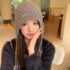 Handmade Fashion Shopping Fringed Warm Bag Hat Women Winter Ear Protection Tied Hat Knitted Wool Hat Tide