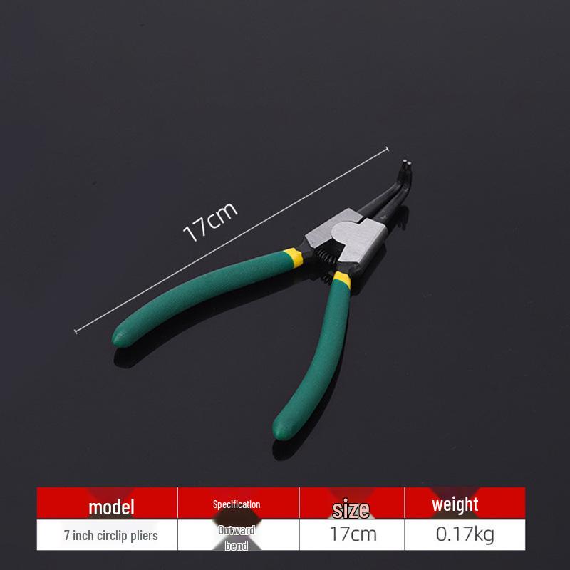 7-inch Snap Ring Pliers with Two-way Straight and Bent Jaws for Internal/External Use - Multi-function Expansion Shaft Holding Tool.