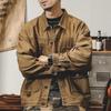 Men's Autumn Loose Fit Cotton Workwear Jacket - Trendy, Multi-Pocket, Plus Size, Casual Lapel Top