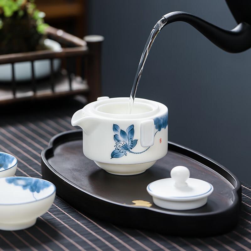 MULTIPOTENT Mutton-Fat Jade Portable Ceramic Travel Tea Set