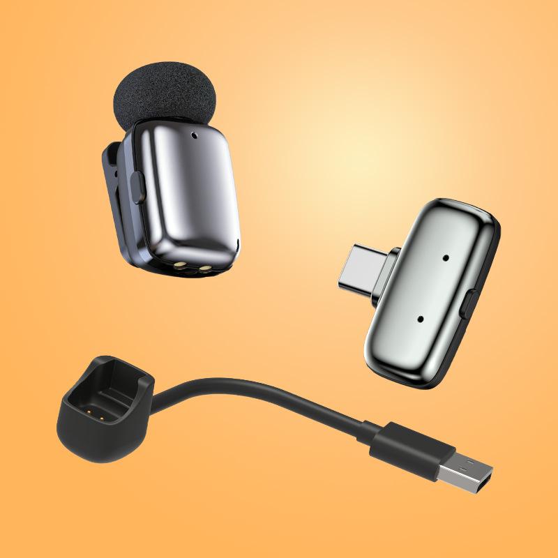 Mini Wireless Lapel Microphone 2.4G Lavalier Microphone for iPhone iPad Android Type-C Video Recording Live Broadcast
