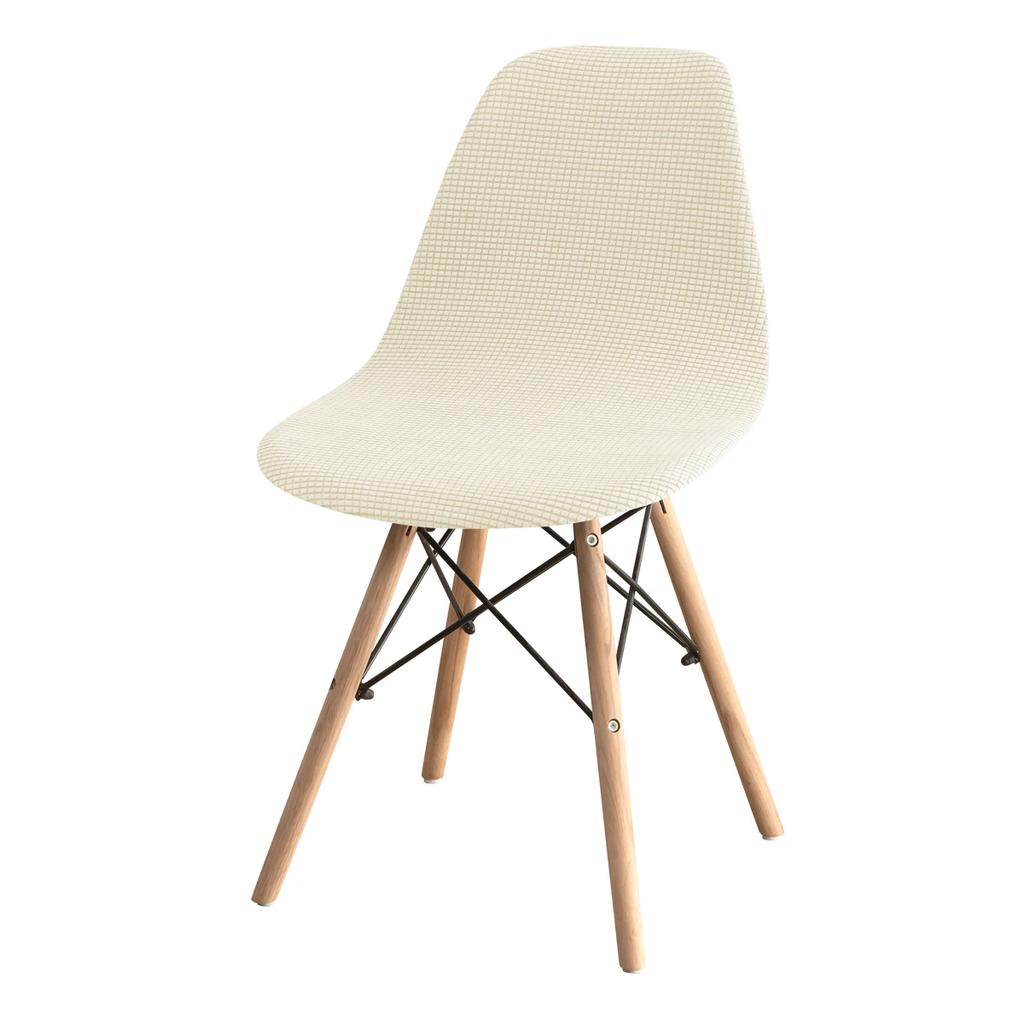 1PC Polar Fleece Shell Chair Cover Solid Color Jacquard Dining Chair Slipcover Stretch Anti-dust Seat Cover for Living Room Home