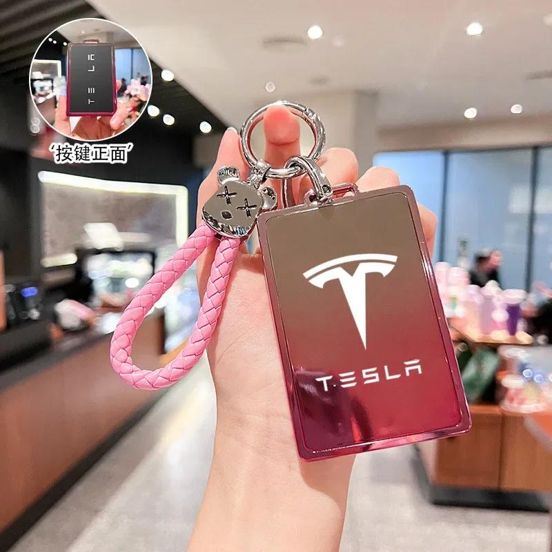 Car Sticker Tesla Car Key Card Holder Cover Protector Holder Diamond Keychain for Tesla Model 3 X Model S Y Roadster P75D P85D P