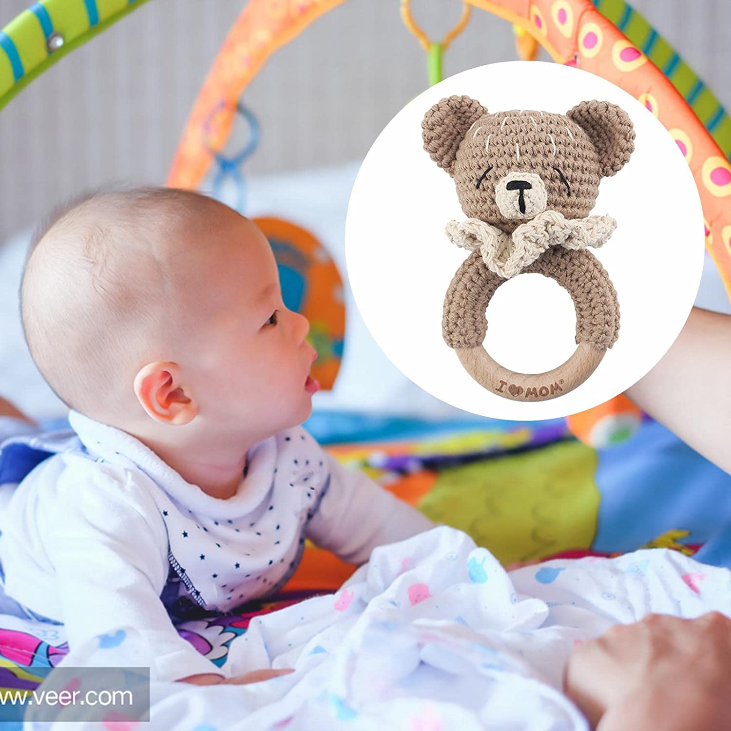 Деревянная детская погремушка Монтессори — фото 14