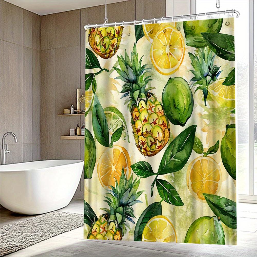 Tropical Fruit Shower Curtain - Waterproof And Anti Mold, Vibrant Pineapple And Citrus Design, Fresh Decoration