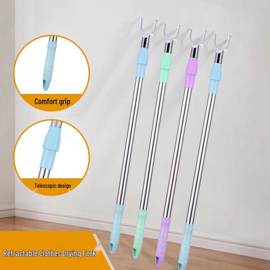 Stainless Steel Retractable Clothes Drying and Retrieval Pole for Home, Dorm, and Balcony.