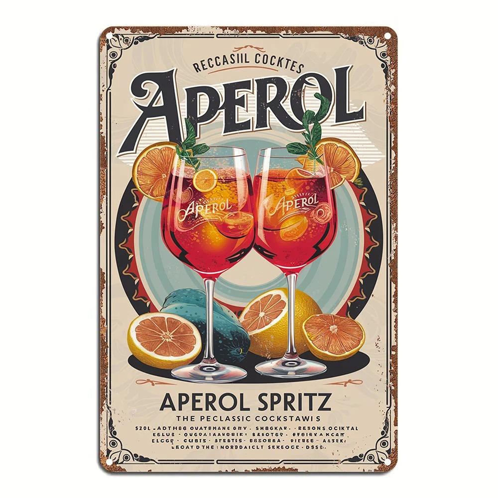 CocktailClassics Vintage Aperol Sign - Retro Cocktail Advertisement Waterproof Outdoor Decor for Street Cafes & Bistros