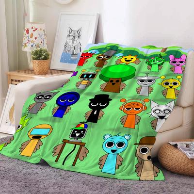 Couverture de jeu Cartoon Sprunki Chaude Douce Convient pour Chambre à Coucher Canapé Lit Salon Bureau Voyage Camping Cadeaux