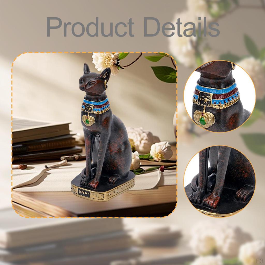 Cat Bastet Statue Figurine Tabletop Decoration Animal Sculpture Ancient Collectible for Living Room