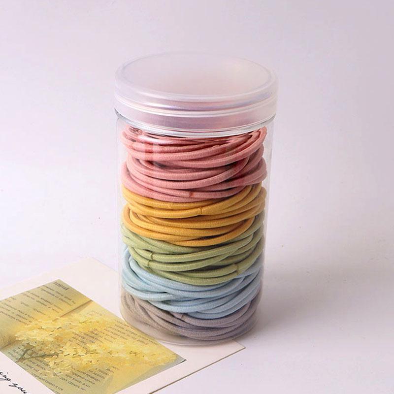 Korean Style High Elasticity Rubber Bands: 100-Piece Pack for Simple, Versatile High Ponytails—No Hair Damage.