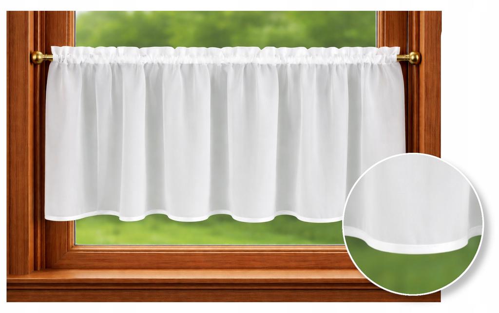 Zazdrostka kitchen curtain voile DELICATE WITH WHITE EDGE for tunnel 200x70