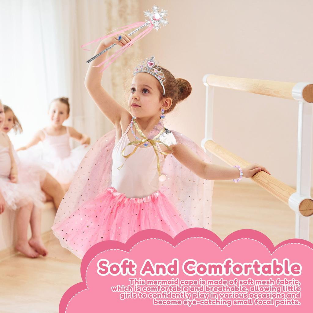 Princess Dress up Set Easy Wearing Glittering Girl Cape Skirt Necklace Role Play Game Birthday Cosplay Party for Cosplay Party