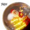Magnetic Floating Christmas Sleigh Levitating Santa Claus Tree Ornament with LED Light, Lighted Rotating Levitation Festive Glass Ball for Tabletop