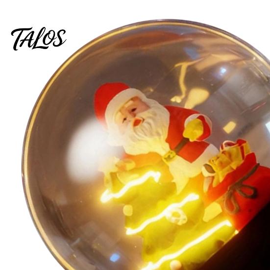 Magnetic Floating Christmas Sleigh Levitating Santa Claus Tree Ornament with LED Light, Lighted Rotating Levitation Festive Glass Ball for Tabletop