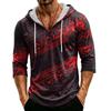 Men's Loose Fit Casual Hoodie 3/4 Sleeve Pullover Halloween Graphic Print Lightweight Hooded Shirt for Everyday Wear