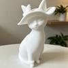 Desktop Ornament 3D Printed Hat-Wearing Cat Shape Figurine Integrated Molding Sculpture Decorative Desktop Accessory