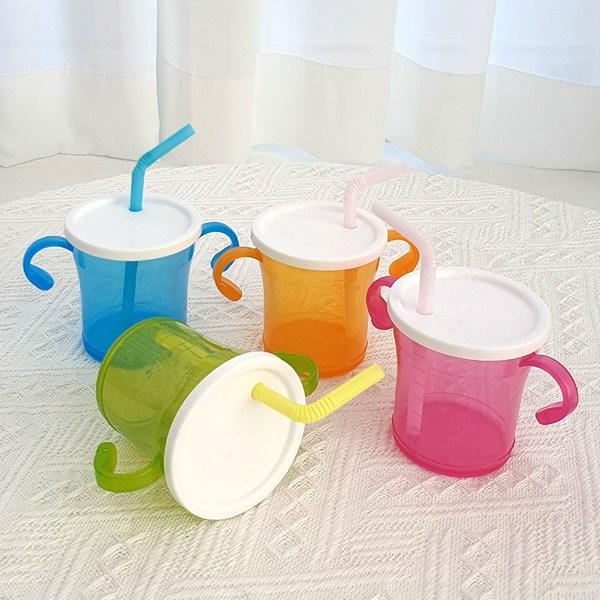 Agafra Straw Cup 180ml, Pink, Orange, Blue, Green, 4 Pcs.