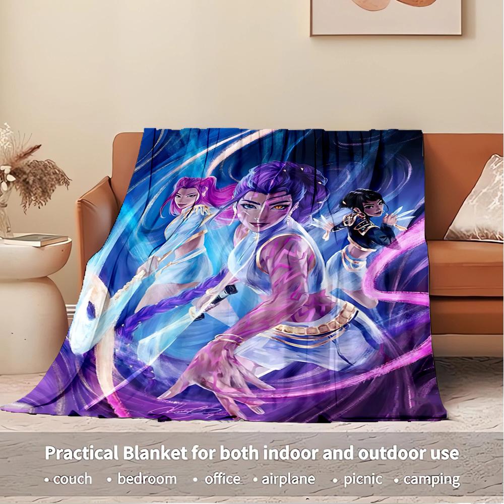 K-POP Anime Girls Group Four Seasons Soft Warm Blanket All-Season Thick Knit Polyester Bedspread for Bed, Camping, Travel Perfect Gift
