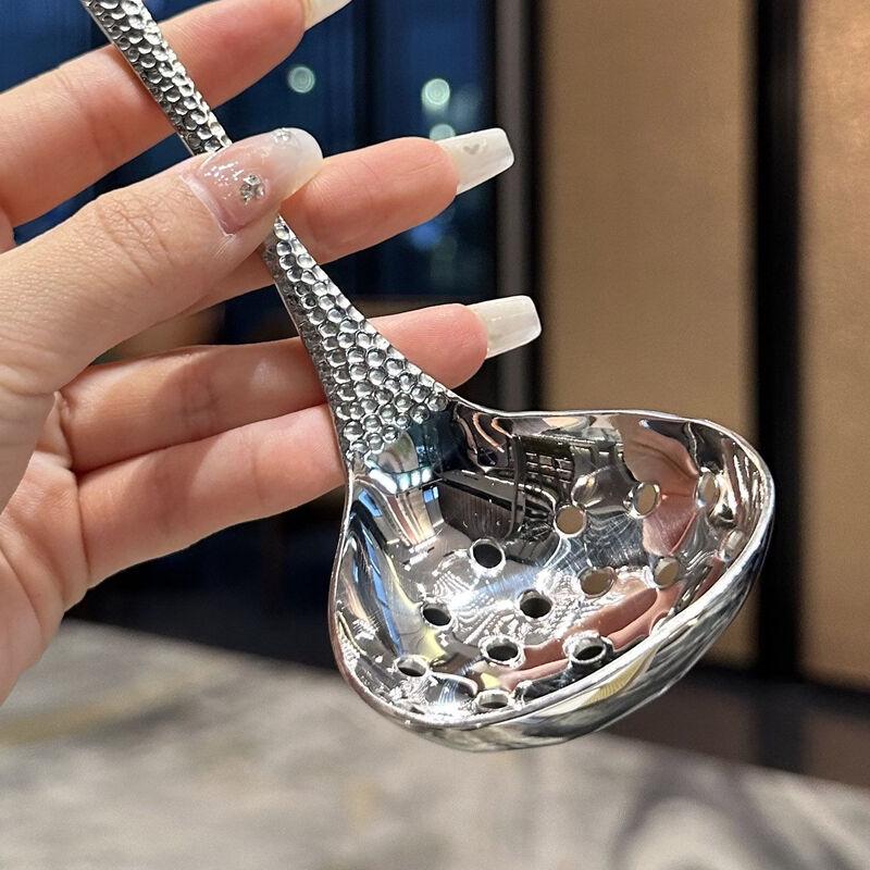 BeiYou Hammered Stainless Steel Large Slotted Spoon Set