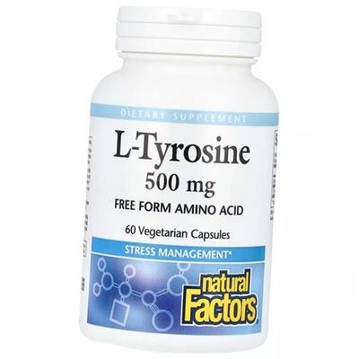 Tyrosine Capsules, L-Tyrosine 500, Natural Factors  60 Vegcaps (27406001)