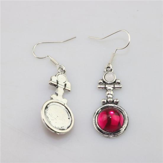 1 Pair Hook Earrings, Natural Garnet Main Stone Drop Earrings, Retro Ethnic Style Polished Smooth Earrings, Jewelry Gift