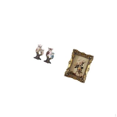 Owl Sculpture with Vintage Photo Frame Elegant Animal Figurine And Ornate Resin Display for Office