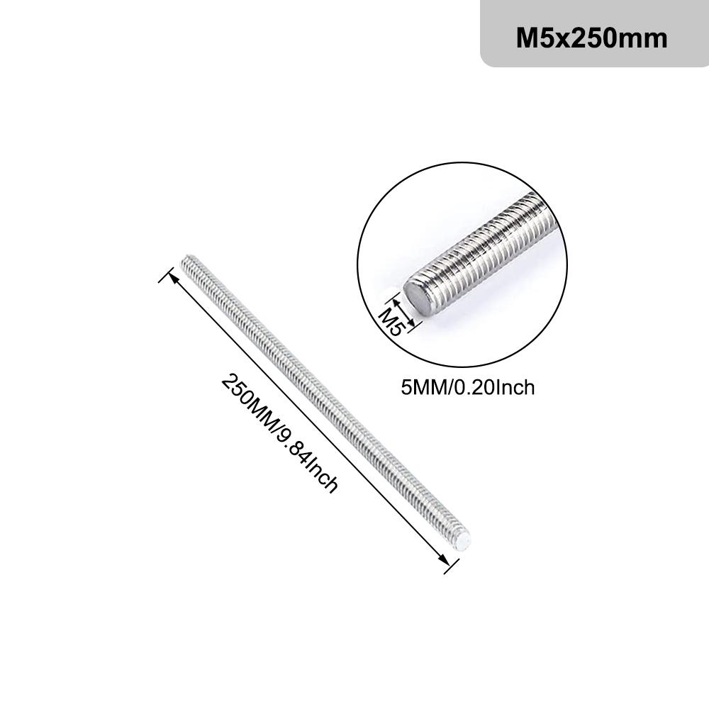 1PCS Threaded Rod 304 Stainless Steel Screw M2 M2.5 M3 M4 M5 M6 M8 M10 M12 M16 M18 M20