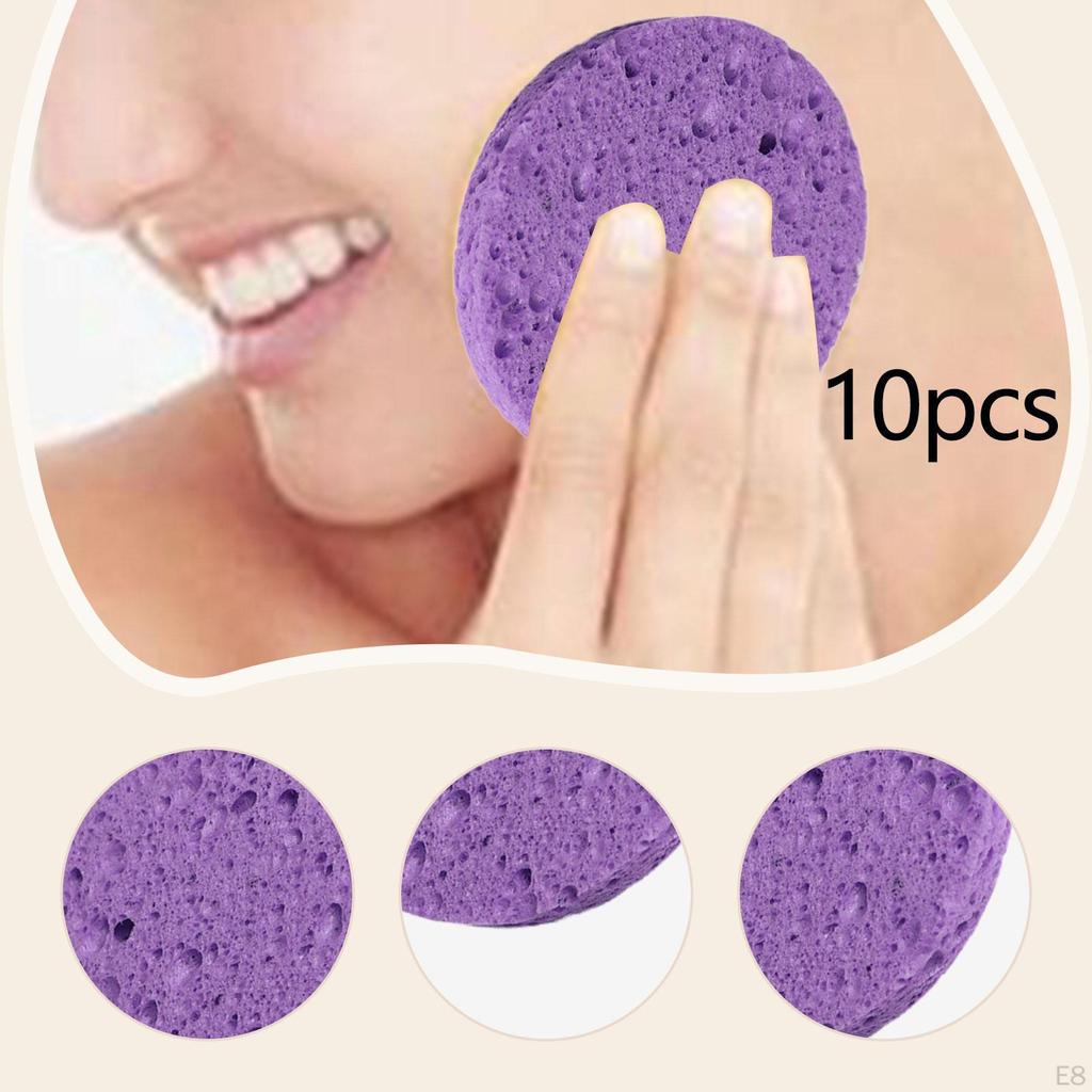 10 Pieces Face Cleansing Pads Facial Sponges Makeup Removal Wood Pulp Cotton Elastic