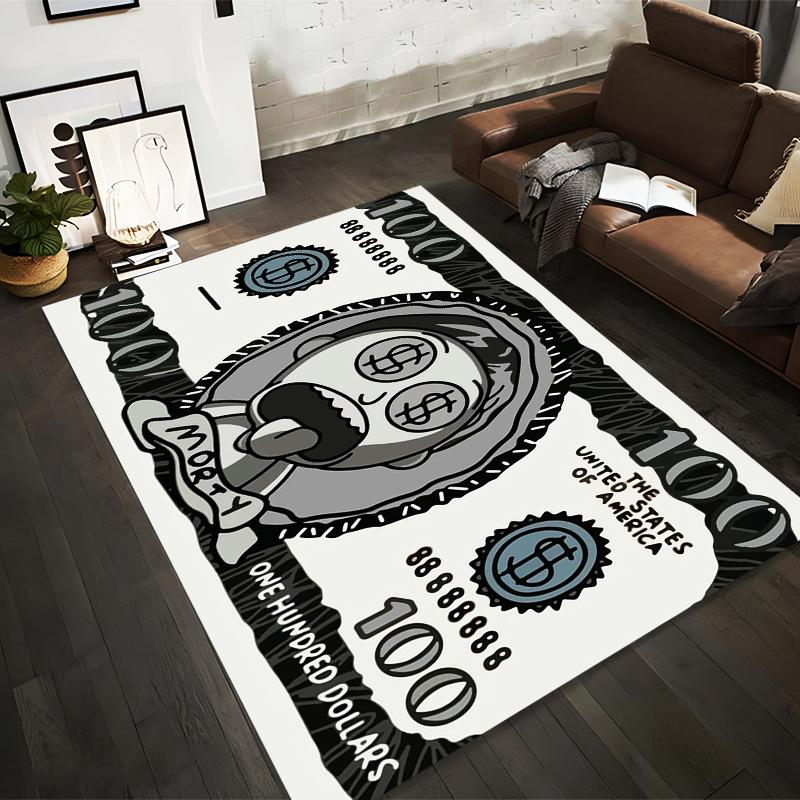 

Cartoon Dollar Bill Design Rug with Fun Face Pattern, Modern Style Suitable for use as an anti-slip for living room bedroom sofas 40x60cm( 15x23in )