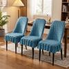 Solid Color Ruffle Skirt Chair Slipcovers Thickened Stretch Chair Covers  Hotel